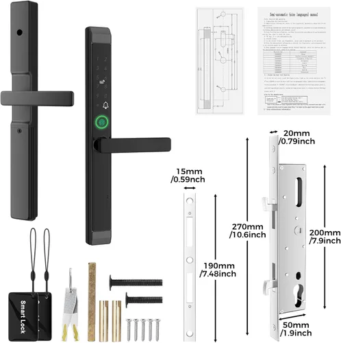 Miniatura 7 de Cerradura inteligente para puerta corredera, cerradura de puerta de vidrio deslizante con huella digital, cerradura de mortaja inteligente JNZCH