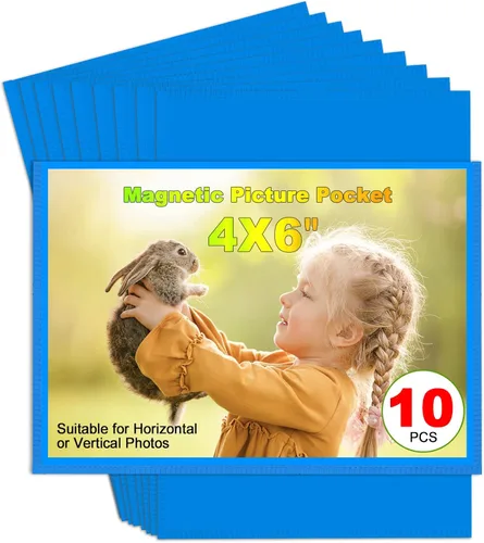 Miniatura 25 de Marco de Fotos Magnético Negro CHUNNIAO 4X6 para Refrigerador, Fundas de Imanes de Fotos Negro 4X6" 10PCS