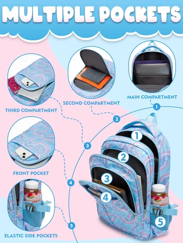 Miniatura 18 de BLUEFAIRY - Mochilas para niños y niñas, escuela primaria, jardín de niños