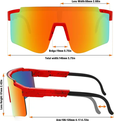 Miniatura 5 de MALIDAK Gafas de sol deportivas para hombres y mujeres, jóvenes, gafas de sol de béisbol, protección UV400, gafas de ciclismo para hombres