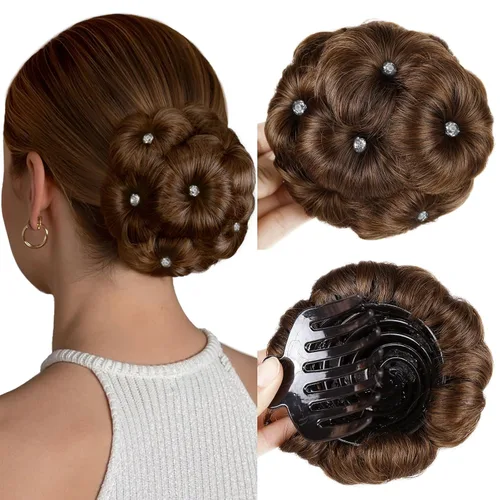 Miniatura 9 de HANNE Moños de pelo para mujer, extensión de moño de pelo falso, moño de cola de caballo, extensión de pelo sintético artificial para mujer, moño