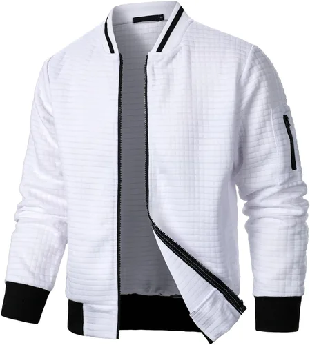 Miniatura 13 de Chaquetas ligeras para hombre Chaquetas ligeras casuales para hombre Chaqueta bomber de sarga con cremallera Chaqueta universitaria con cremallera
