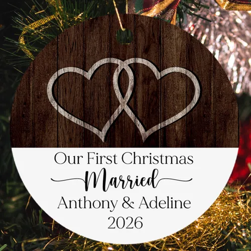 Miniatura 8 de 10 años para parejas casadas, adorno de Navidad personalizado de 10 años de aventura y conteo 2025, regalos para parejas, nuevo matrimonio, adorno