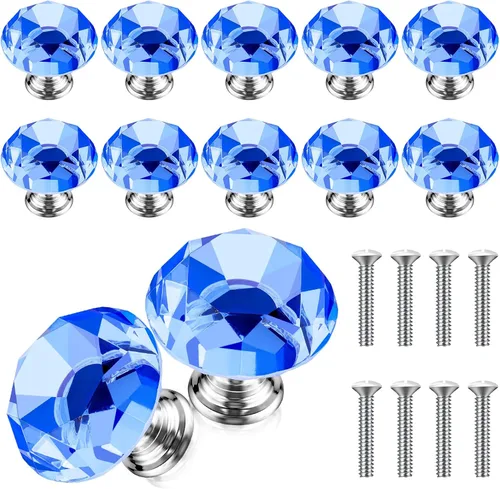 Jetec 20 piezas tiradores de cristal para cajones pomos de gabinete 30mm pomos de diamante para aparador para cajones de aparador cocina estantería