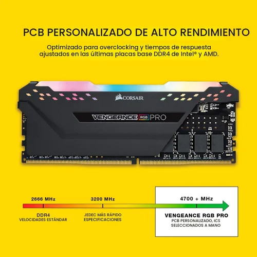 Miniatura 4 de CORSAIR Vengeance RGB PRO DDR4 RAM 32GB (2x16GB) 3200MHz CL16-20-20-38 1.35V Memoria para computadora de escritorio Intel AMD - Negro