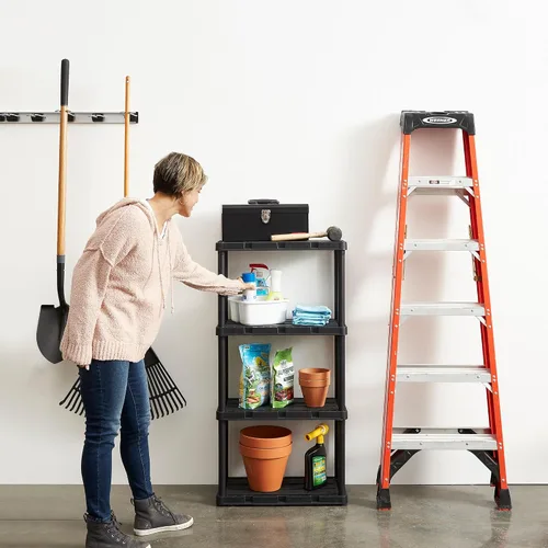 Miniatura 2 de Gracious Living Estantes de almacenamiento de carga ligera, Organizador de estante ventilado Knect-A-Shelf con 4 estantes para el hogar, garaje, 4