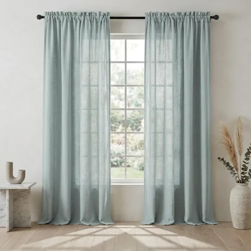 Miniatura 43 de Cortinas blancas puras de 38 pulgadas de ancho para dormitorio, juego de 2 paneles de cortinas de privacidad con bolsillo para barra, cortinas