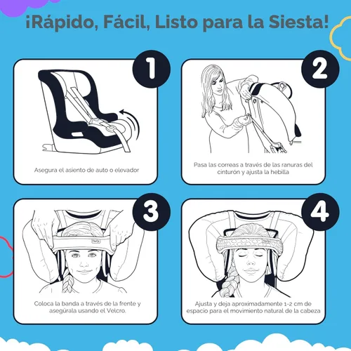 Miniatura 7 de NAPUP Soporte ajustable para la cabeza del asiento de automóvil para niños y niños pequeños que duermen, seguro, cómodo y transpirable (azul oscuro)