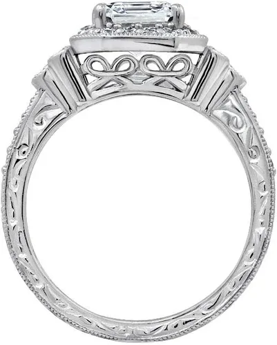 Miniatura 2 de Amazon Essentials Anillo antiguo de plata de ley chapada en platino o oro con circonita cúbica de elementos infinitos de corte Asscher