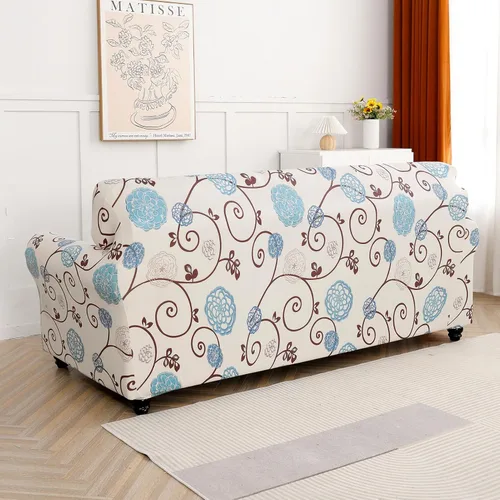 Miniatura 9 de SearchI Funda elástica para sofá con estampado, Funda de sofá impresa, 4 piezas de funda elástica para sofá con 3 fundas de cojín separadas
