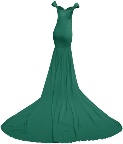 Miniatura 4 de Vestido de maternidad con hombros descubiertos para mujer, vestido de gasa de sirena, maxi vestido de fotografía para sesión de fotos, baby shower