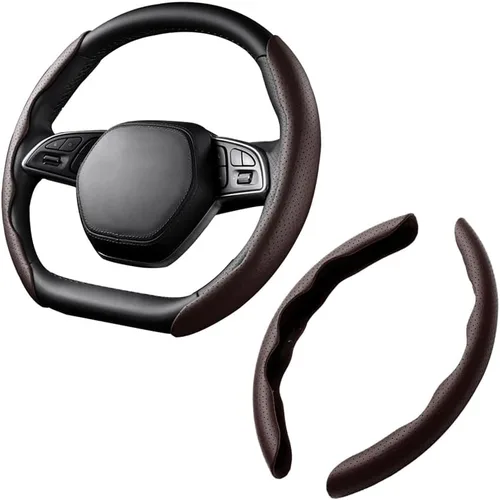 Miniatura 19 de LoyaForba Funda universal para volante de automóvil, protector universal de cuero segmentado de 15 pulgadas, antideslizante y suave, transpirable