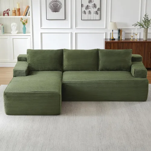 Miniatura 24 de 141" Oversized U Shaped Cloud Sectional Couches with Storage Console for Living Room, Corduroy Compressed Boneless Couch, Symmetrical Sofa & Couch
