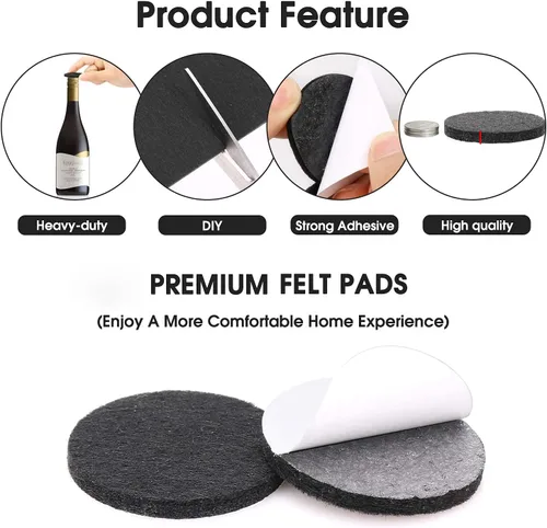 Miniatura 2 de Yelanon Almohadillas de fieltro para muebles, 56 unidades (1+2 pulgadas), almohadillas de fieltro de alta calidad para muebles de patas de silla