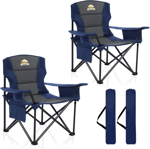 Miniatura 10 de Colegence Sillas de Camping Plegables de Tamaño Grande - Soporte de 450 LBS Silla de Campamento de Servicio Pesado con Cojín Acolchado, Sillas Negro