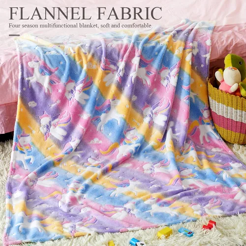 Miniatura 4 de Manta de unicornio que brilla en la oscuridad para niñas, regalos de unicornios, juguetes para niñas, manta suave para edades de 2, 3, 4, 5, 6, 7