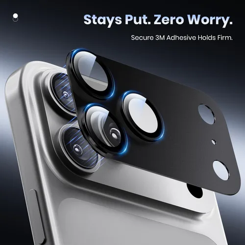Miniatura 4 de Hoerrye Protector de Lente de Cámara para iPhone 17 Pro - [12 Pies Antirrotura Grado Militar] [Fuerte Adsorción] Metal 9H+ Pantalla de Cámara