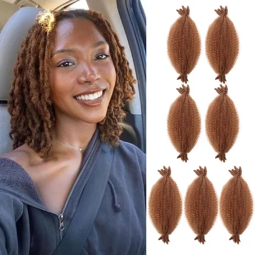 Miniatura 25 de 3 paquetes de cabello trenzado Marley Twist de 8 pulgadas, cabello afro twist elástico preseparado para rastas suaves de imitación, cabello