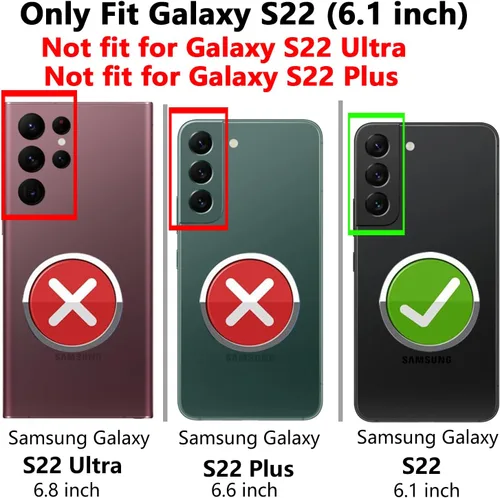 Miniatura 2 de Funda para Samsung Galaxy S22, con cubierta para lente de cámara, protector de pantalla HD, [grado militar] anillo de montaje en coche con soporte