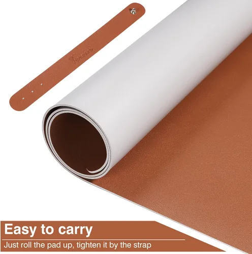 Miniatura 6 de TOWWI Tapete de escritorio de doble cara, tapete grande para escritorio, protector impermeable para mouse y teclado, tapete de cuero para escritorio