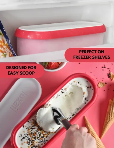 Miniatura 4 de Recipientes de helado para helado casero, contenedor reutilizable para congelador, con tapas, paquete de 2, sin BPA, apto para lavavajillas, doble