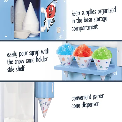 Miniatura 3 de Nostalgia Máquina de hielo afeitado de cono de nieve, máquina de granizado retro para 72 golosinas heladas, incluye cuchara de metal, 2 botellas
