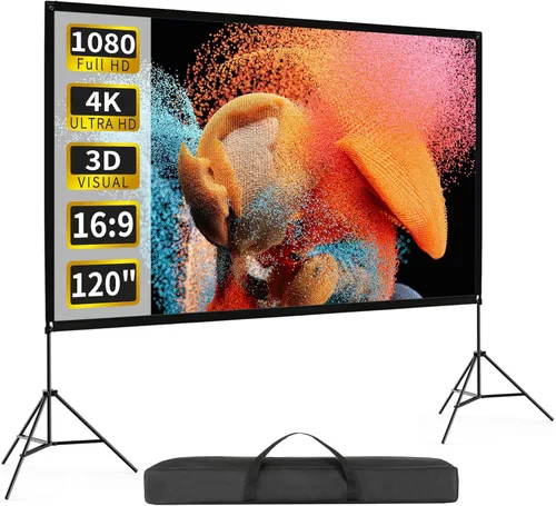 Miniatura 12 de Pantalla de proyector con soporte, pantalla de proyector portátil de 80 pulgadas para exteriores e interiores, pantalla de proyección ALR de 1.5