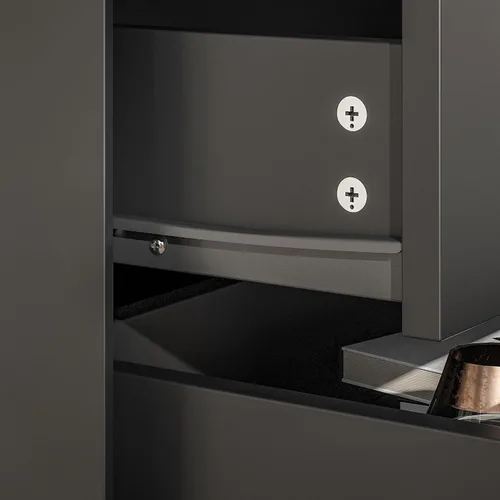 Miniatura 6 de Homsee Mesita de noche de 3 cajones, moderna mesita de noche con almacenamiento, mesa auxiliar versátil con patas de metal para dormitorio, sala