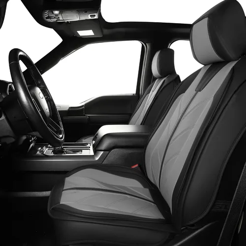 Miniatura 3 de Fundas de asiento de piel sintética de lichi de alta calidad compatibles con Ford F-150 2009-2025, protector de cojín grueso sin laterales