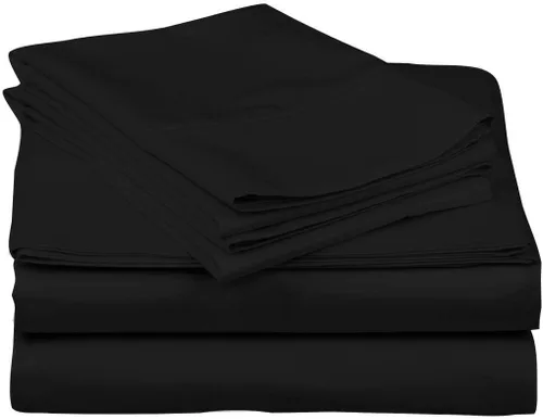 Juego de sábanas de 800 hilos y 4 piezas, 100% algodón egipcio, tamaño individual, color negro, sábanas bajeras de algodón suave de fibra larga,