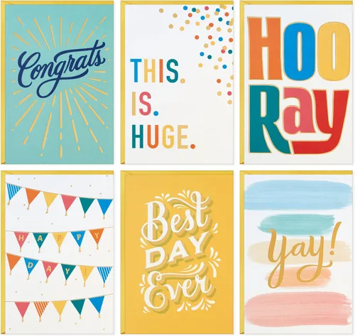 Hallmark Tarjetas de felicitación surtidas (24 tarjetas con sobres) para graduaciones, promociones, compromisos, nuevos trabajos, anuncios de bebés