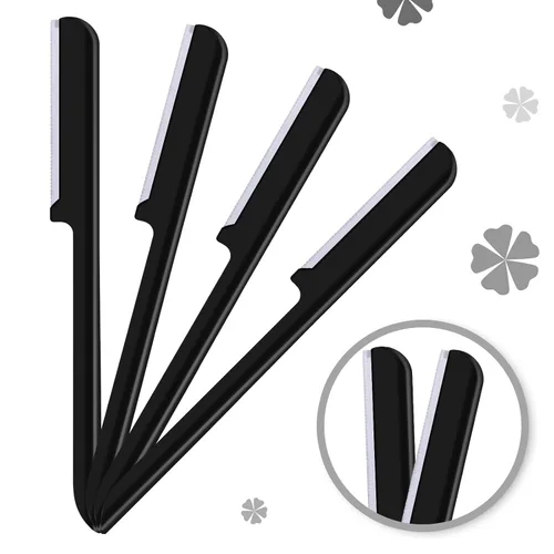Miniatura 4 de 10 piezas de maquinilla de afeitar de cejas para mujer, afeitadora facial, moldeador de cejas, herramienta de modelado con cubierta (negro)