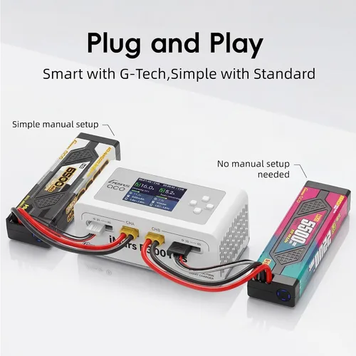Miniatura 6 de Gens Ace iMARS D300 Plus Lipo Cargador de batería Dual Lipo Cargador 16A AC 300W DC 700W Bluetooth App Controlado Smart Fast Balance Cargador