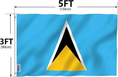Miniatura 7 de ANLEY Fly Breeze - Bandera de Santa Lucía de 3 x 5 pies, color vivo y a prueba de decoloración, cabecera de lona y doble costura, banderas de Santa
