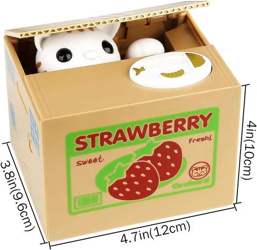 Miniatura 4 de HmiL-U Caja de Dinero de Gato que Roba Dinero, Hucha para Niños, Caja de Monedas para Ahorrar Dinero, Robo Automático de Dinero con Habla en Inglés