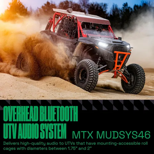 Miniatura 2 de MTX Sistema de barra de sonido de audio UTV, Bluetooth de 4 altavoces, serie Mud MUDSYS46 - Jaula inalámbrica todoterreno para exteriores estéreo