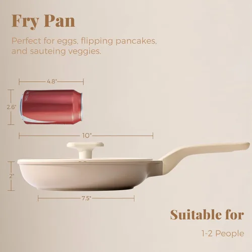 Miniatura 3 de PRICUSIS Sartén Antiadherente con Tapa, Sartén Saludable, Sartén para Huevos Antiadherente, Sartén para Tortillas, Sartén de Chef, Libre de PFOA