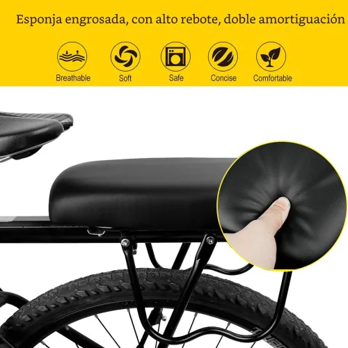 Miniatura 2 de TOPCABIN Sillín para Bicicleta con Cojín para Montar, Asiento Trasero para Bicicleta de Montaña, Sillín Cómodo para Niños