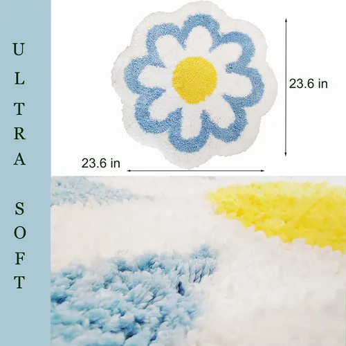 Miniatura 2 de YRXRUS Alfombra de baño de flores, alfombra de baño azul, tapetes de baño de belleza, alfombra de baño de microfibra ultrasuave, alfombra de flores