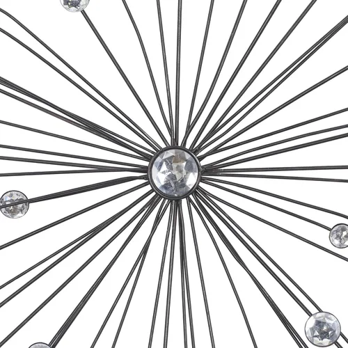 Miniatura 4 de Deco 79 Escultura de pared de metal Sunburst para el hogar, decoración de pared con adorno de cristal, juego de 3 arte de pared de 16 pulgadas, 20