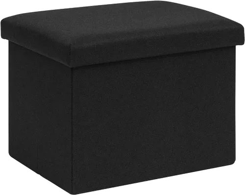 Miniatura 24 de B FSOBEIIALEO Cubo otomano plegable de almacenamiento con piel sintética para sala de estar, dormitorio, oficina en casa, reposapiés de Negro