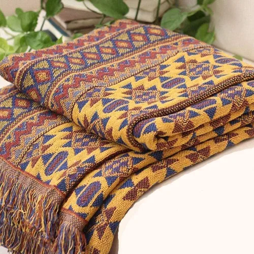 Miniatura 12 de VANJOROY Cobija fina bohemia, 100% algodón tejido a mano sudoccidental con decoración floral de granja reversible, cobija para todas las estaciones