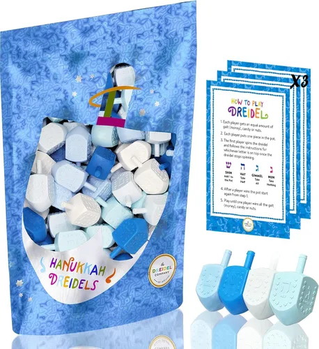 Paquete de 25 Dreidel de plástico azul y blanco de Hanukkah, para niños, niños y niñas, recuerdos de fiesta