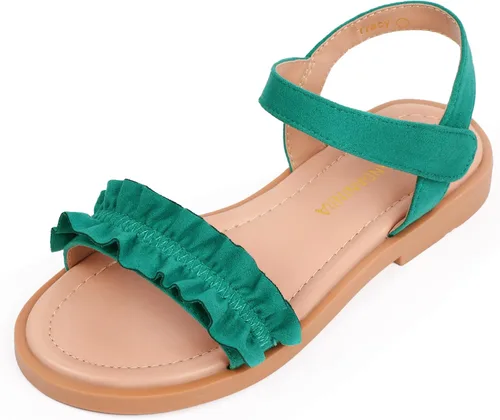 PANDANINJIA Sandalias para niñas, puntera abierta, bonitos zapatos planos de princesa para niñas, zapatos de vestir brillantes de verano para bebés,