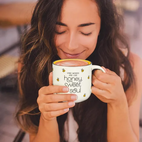 Miniatura 8 de Christian Art Gifts Taza grande de cerámica para café y té para mujeres: Las palabras amables son como la miel Versículo bíblico inspirador,
