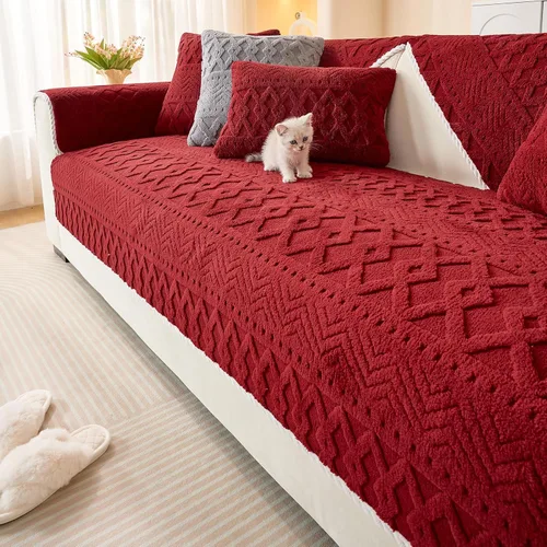Miniatura 9 de vctops Funda de sofá de felpa jacquard bohemio para perros, suave, acogedora y antideslizante, lavable, protector de muebles para niños, mascotas