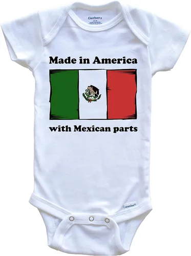 Hecho en Estados Unidos con partes mexicanas, divertido body de una pieza con la bandera de México