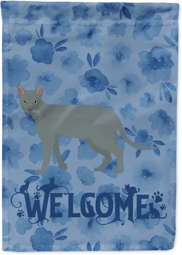 Miniatura 325 de Caroline's Treasures CK4813CHF - Bandera de bienvenida con gato abisinio azul, manga grande, para porche, para colgar en la pared, poliéster