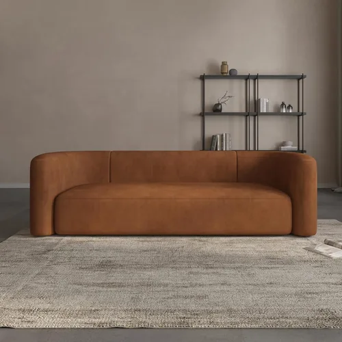 Acanva - Sofá de terciopelo con respaldo curvo moderno y lujoso, estilo minimalista, cómodo sofá de 3 plazas para sala de estar y apartamento, color