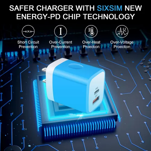 Miniatura 4 de Cargador de pared USB C, 2 puertos de 20 W, USB A y USB C [PD/QC 3.0], paquete de 3 adaptadores de enchufe de pared USB-C para iPhone